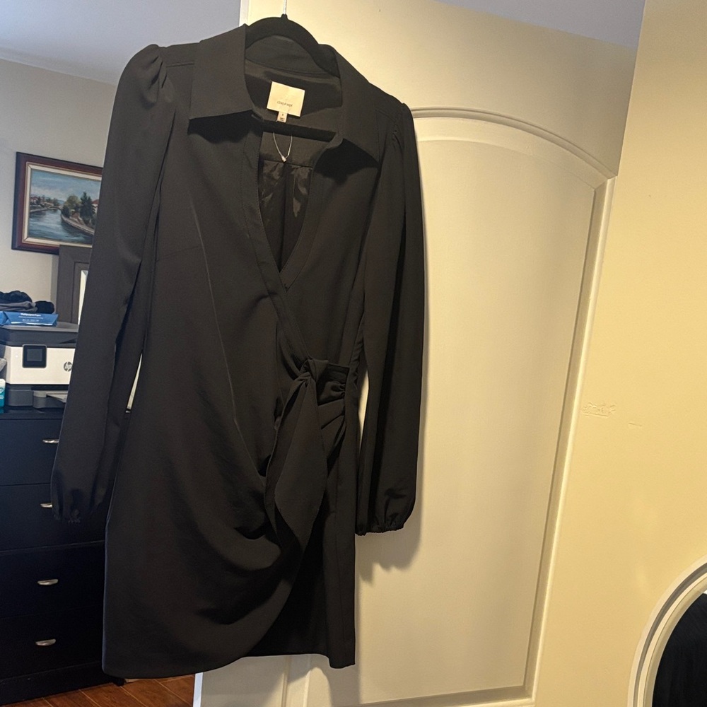 cinq a sept Black Long-Sleeve Wrap Dress
